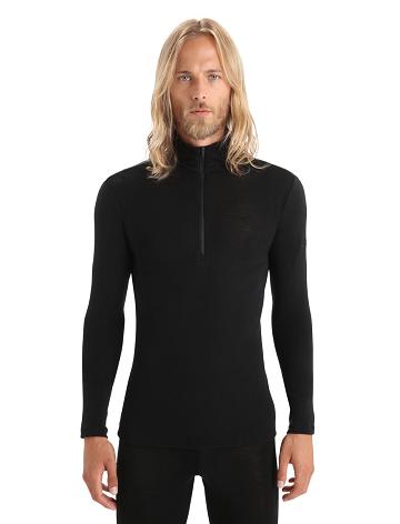 Icebreaker Merino 175 Everyday Long Sleeve Half Zip Thermal Top Férfi Base Layers Fekete | HU 1371VRWD